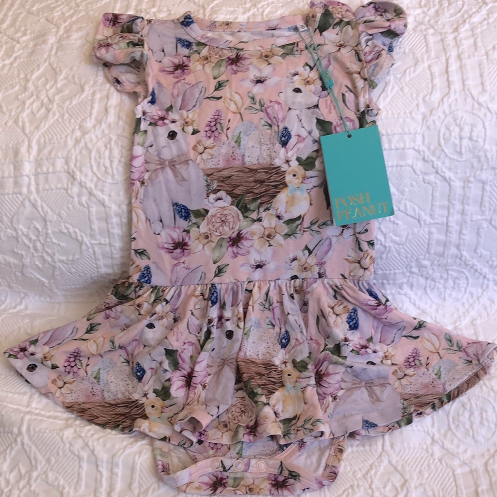 NWT Posh Peanut Hazel ruffled capsleeve twirl skirt bodysuit